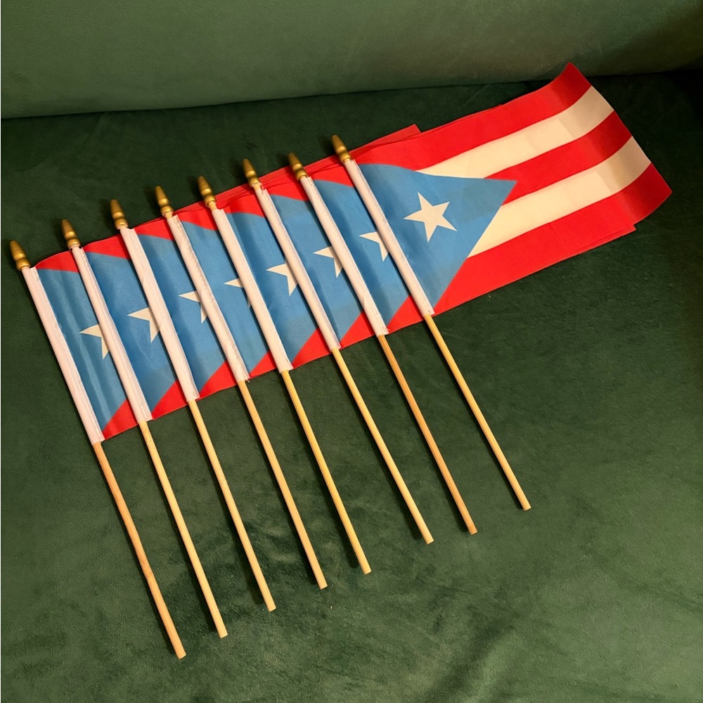 Set of 8 Puerto Rico Handheld Stick Flags